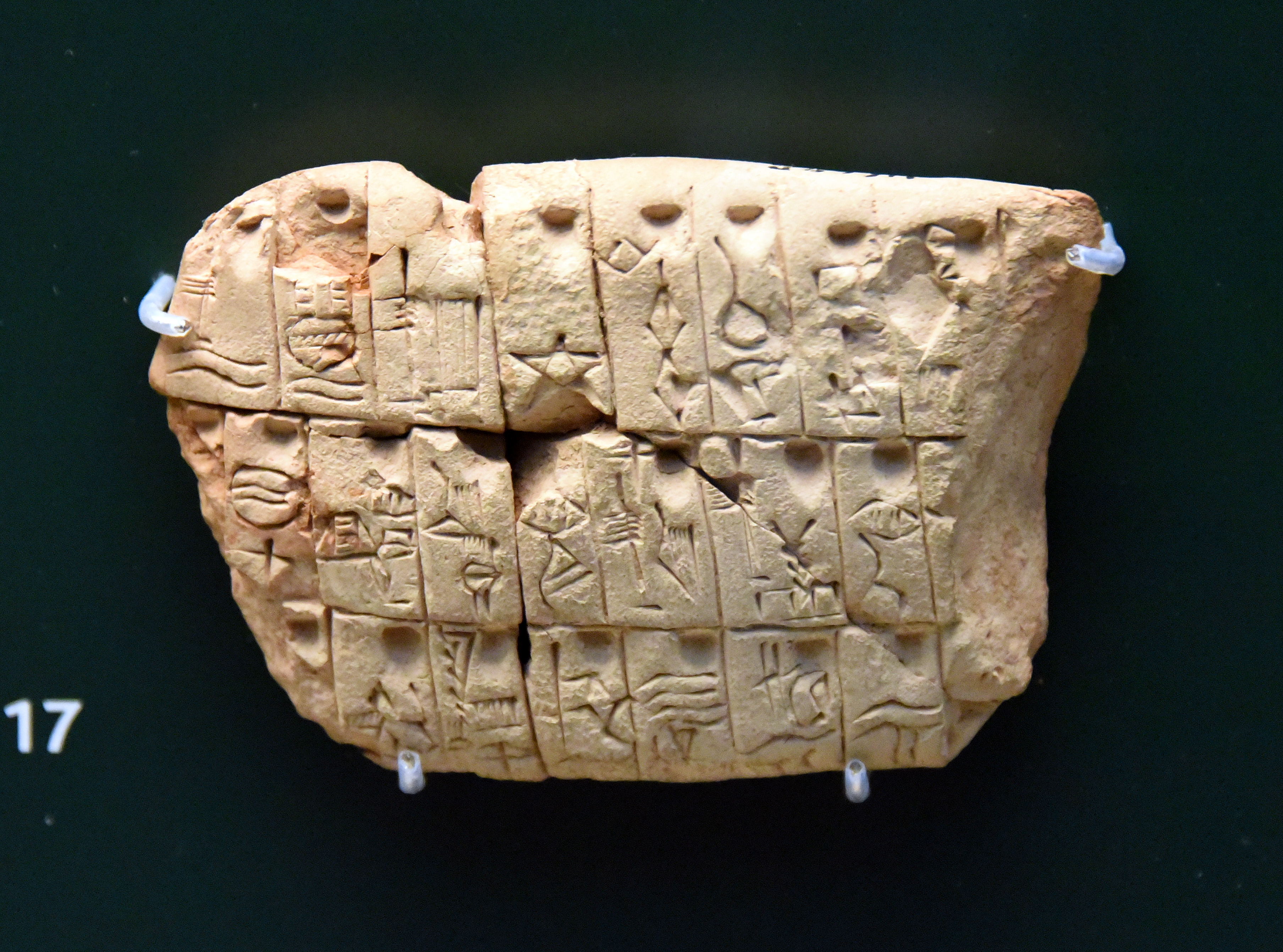 FileApprentice_scribes_learned_the_writing_system_through_lists_of_related_signs_like_this_one_dealing_with_place_names._From_Jemdet-Nasr_Iraq._3000-2900_BCE.jpg