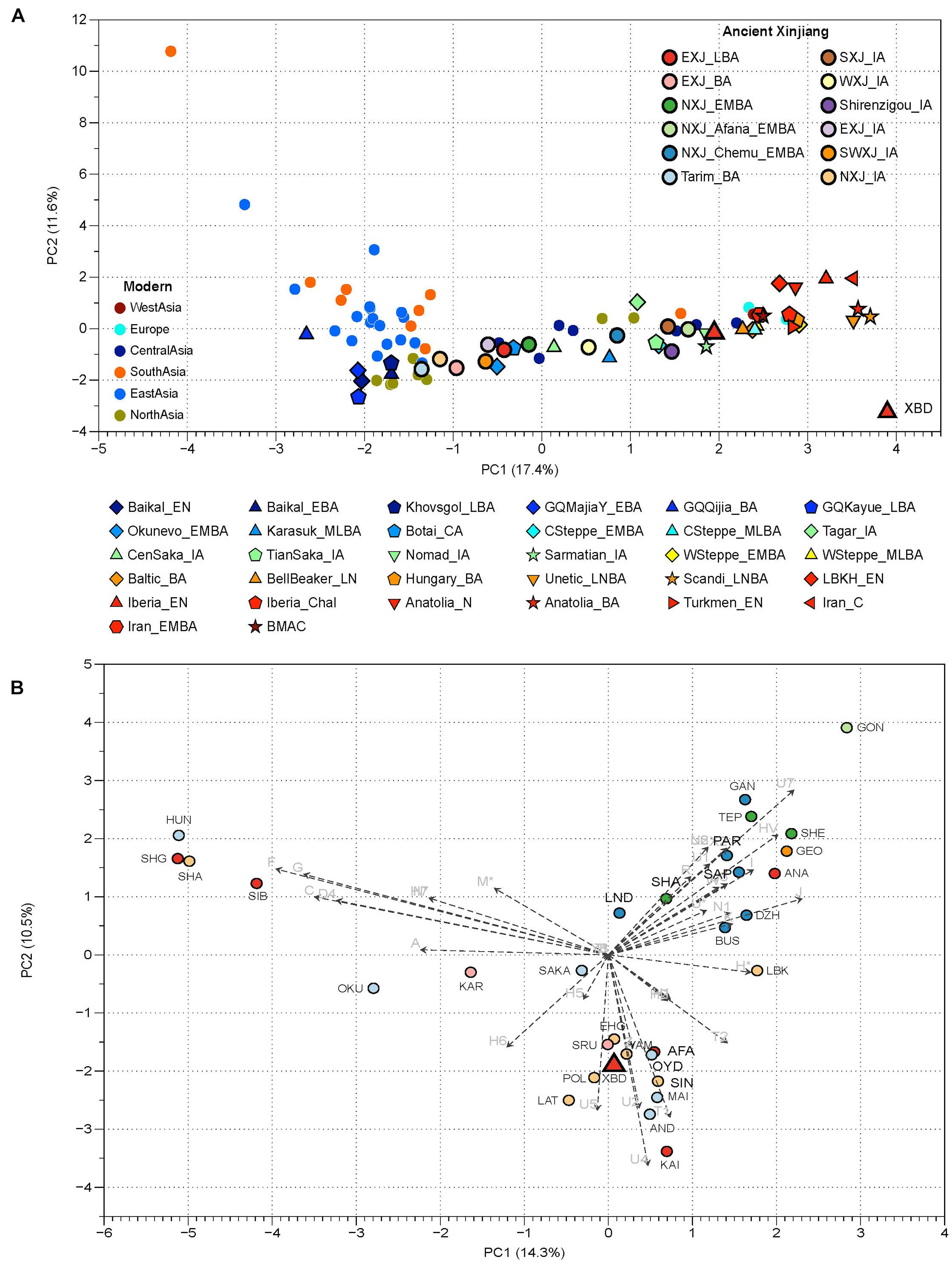 FilePrincipal_component_analysis_PCA_based_on_mitochondrial_DNA_mtDNA_haplogroup_frequencies_of_ancient_and_present-day_Eurasian_populations.png